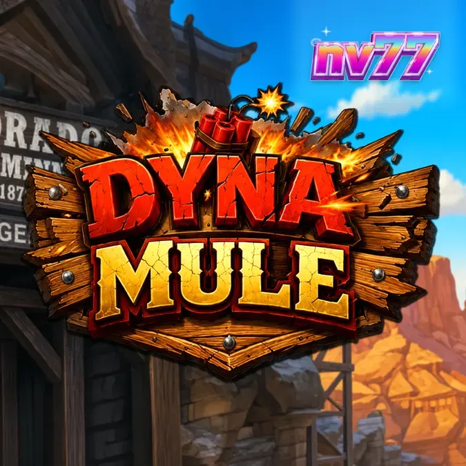 Tampilan visual permainan slot Dyna Mule dengan tema pertambangan yang penuh warna