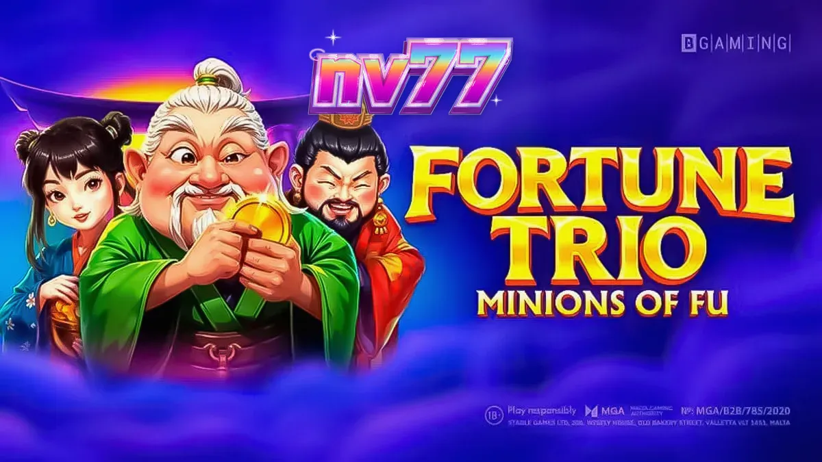 Tampilan visual slot Fortune Trio: Minions of Fu dengan simbol keberuntungan Asia